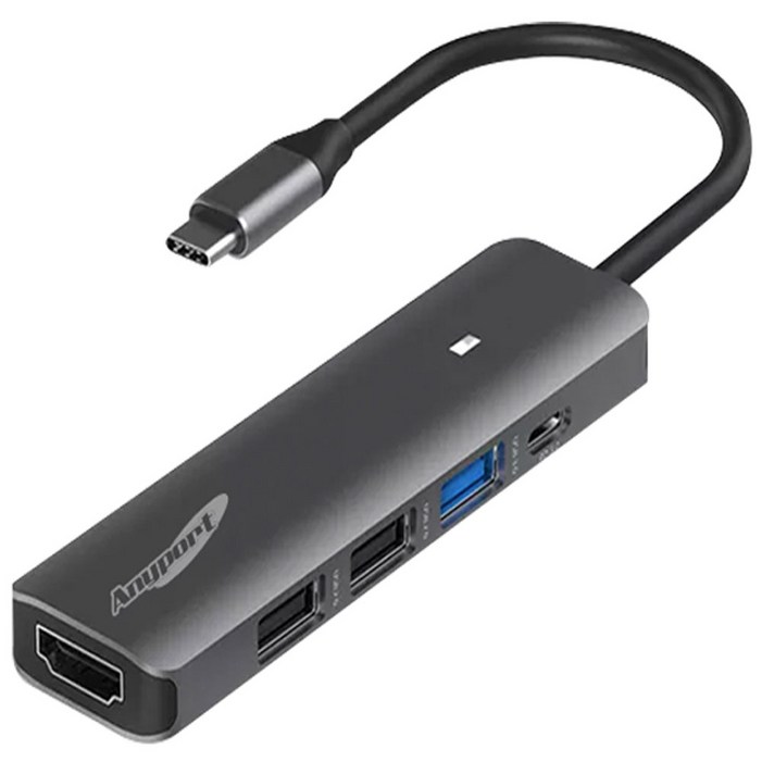 애니포트 5포트 C타입 맥북 삼성 덱스 미러링 멀티포트 USB 허브 APTC51PH, 혼합색상, 1개
