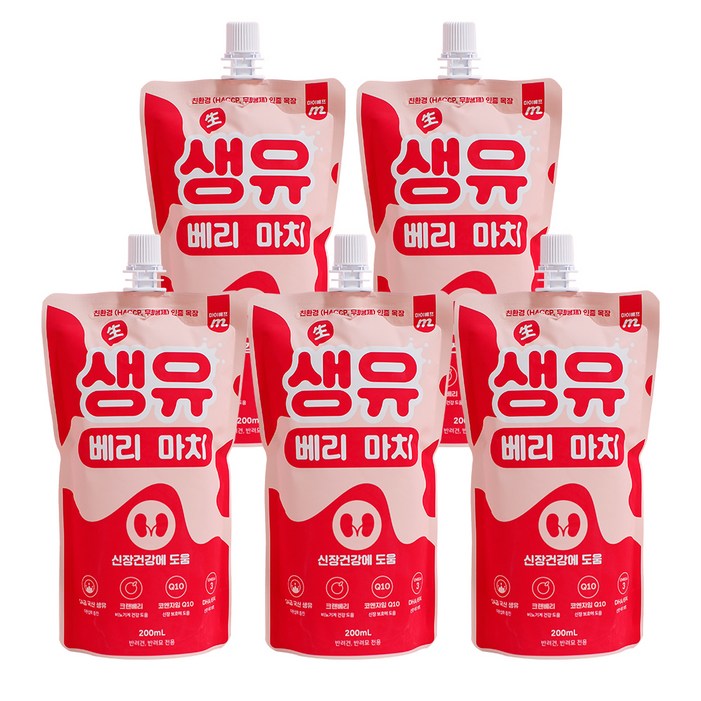 마이베프 반려동물 생유베리마치 펫밀크, 크랜베리맛, 200ml, 5개