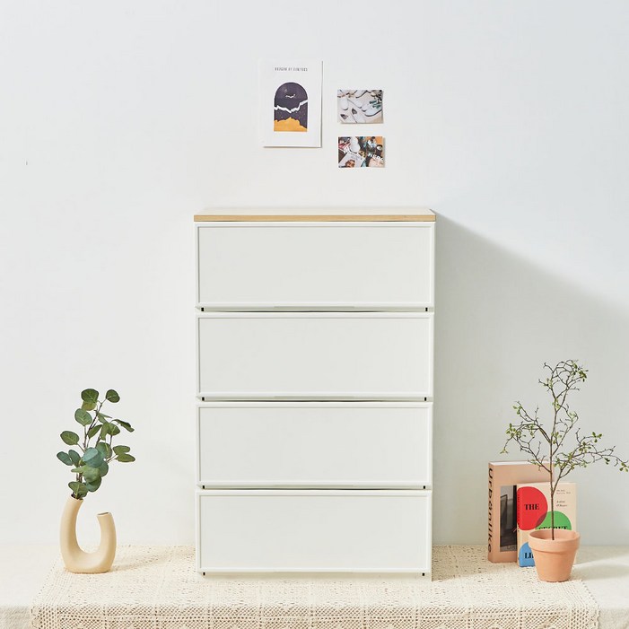 씨밀렉스 래폴드 서랍장 와이드, 무디파스텔화이트, 4개