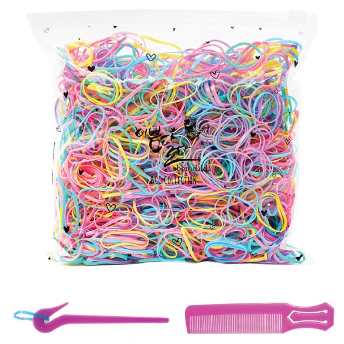이쁨달다 이쁨밴드 대용량 고무줄 머리끈 100g RK33  이지컷 고무줄칼  포켓빗 세트