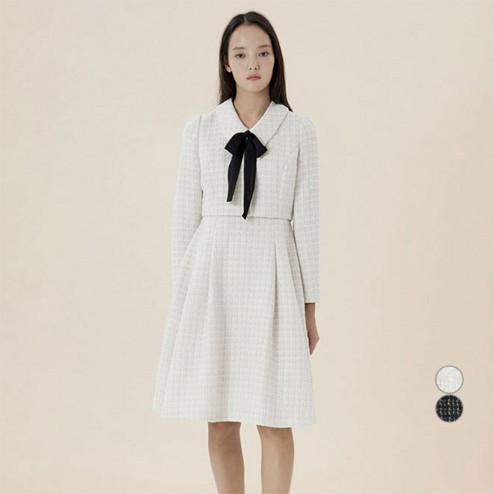 케네스레이디 여성용 리본타이 트위드 원피스