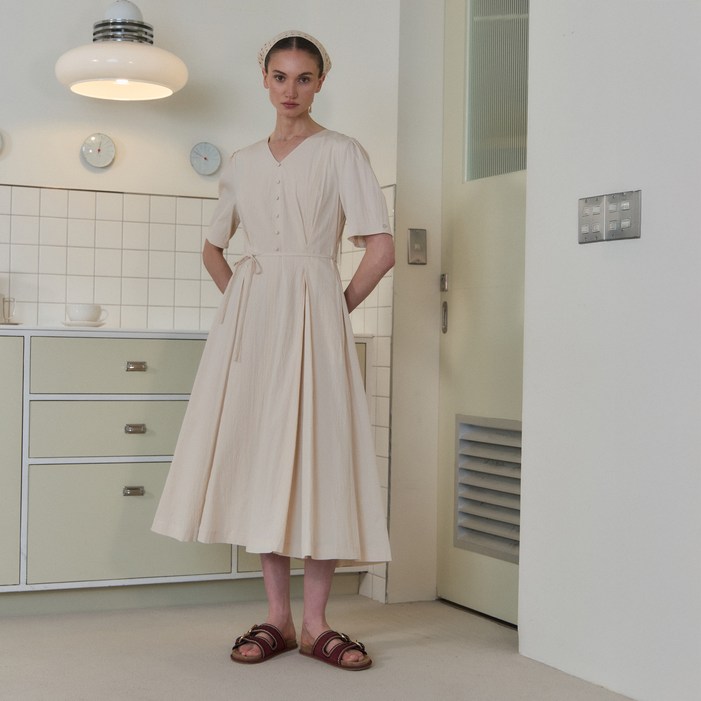 쥬시쥬디 여성용 브이넥버튼 롱원피스 JZOP321B