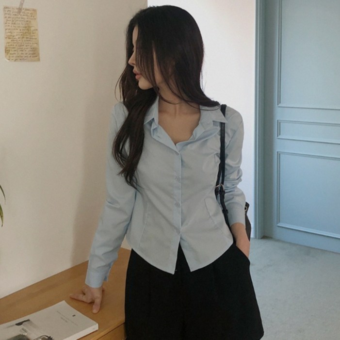 여성용 세이 슬림 스판 셔츠