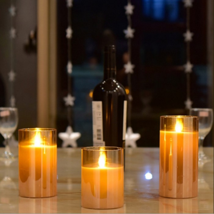 고급스러운 심플모던 캔들 글라스 LED촛불 REAL 전자양초 무드등 5시전 당일발송, 2. 로즈골드