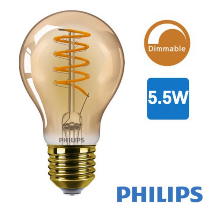 필립스 LED 필라멘트 A60 골드 5.5W E27 디밍