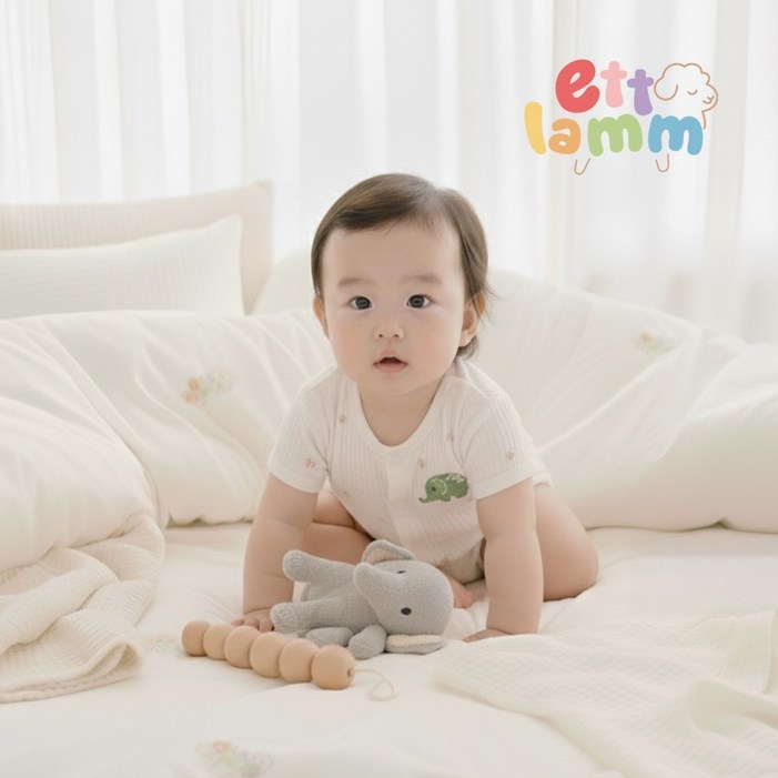 에뜨람 순면 아기 우주복 신생아 반팔 내의 내복 옷 실내복 유아 바디수트 배앓이 방지