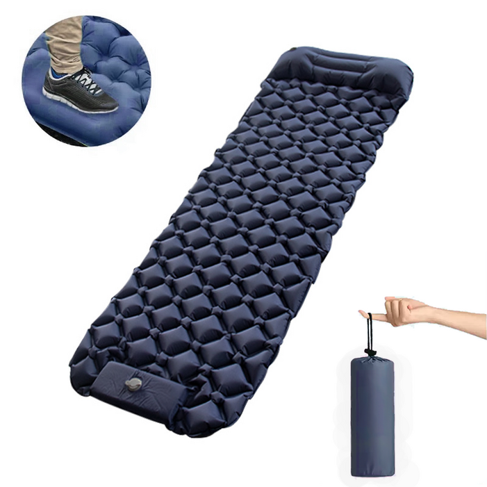 프리파워 1인용 자충매트 에어매트 발로 10초 충전 방수 6cm 두께+파우치 증정 (캠핑매트/텐트/차박 적합)