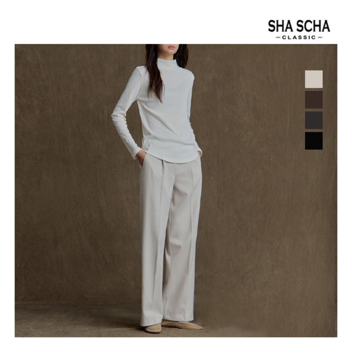 [샤샤] [홈쇼핑인기] 헤링본 기모 세미와이드 팬츠 1종