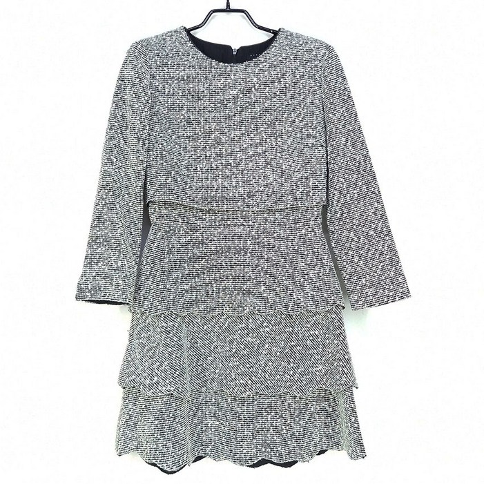 빈티지다온 시슬리 여 폴리 트위드 캉캉 미니원피스 믹스블랙