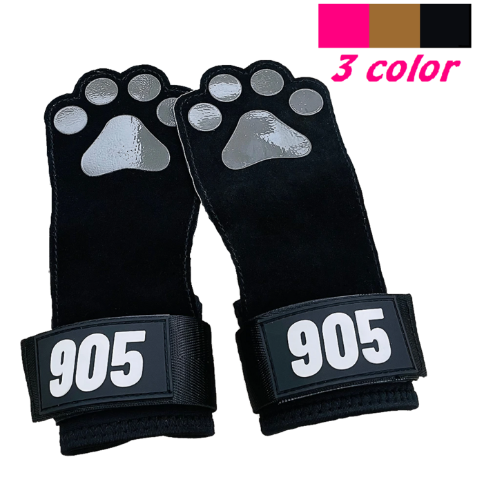 905 헬스스트랩 퀵그립 리프팅 헬스장갑 헬스그립 논슬립 손목보호대 여성용 고양이, 블랙, 1세트