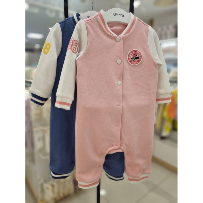 아가방  [동아쇼핑점]빠른선택 봄이월/ 선물추천 남아여아 간절기  외투 면우주복 바디수트/ 등원룩 외출복/ 쌀쌀하다싶을때 얇지않은 두께감 미키 미니 스프링 우주복