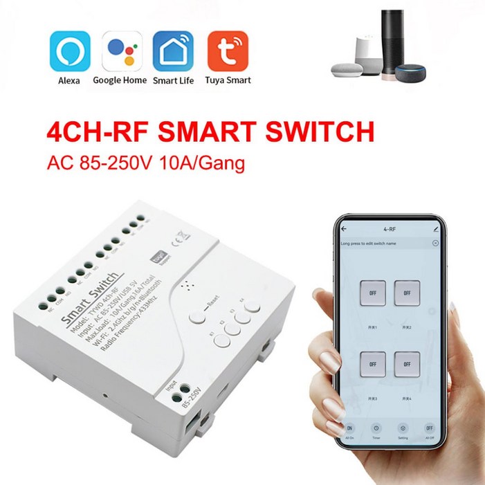 Tuya 4CH WIFIRF 스위치 릴레이 모듈 리모콘 스마트 스위치 Tuya 4CH WIFIRF 스위치 릴레이 모듈 리모콘 스마트 스위치