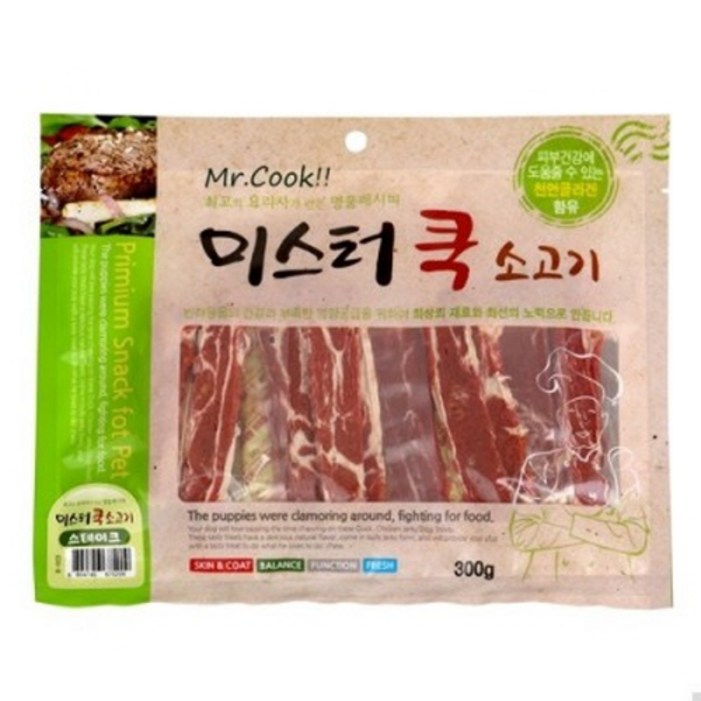 미스터쿡 강아지 간식 스테이크, 소고기, 300g, 5개