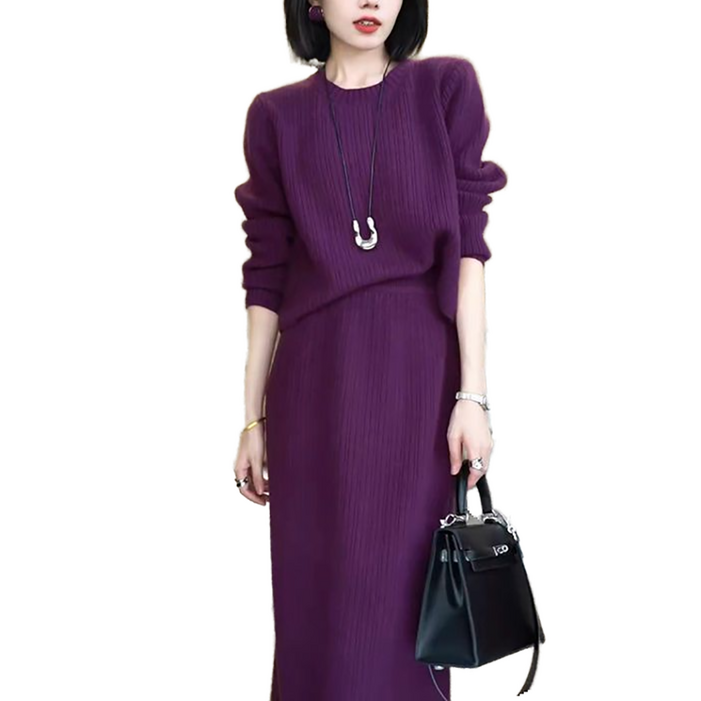 셀럽당  가을 겨울 패션 긴팔 맨투맨 세트 여 루즈핏 슬림핏 스커트 투피스M2965