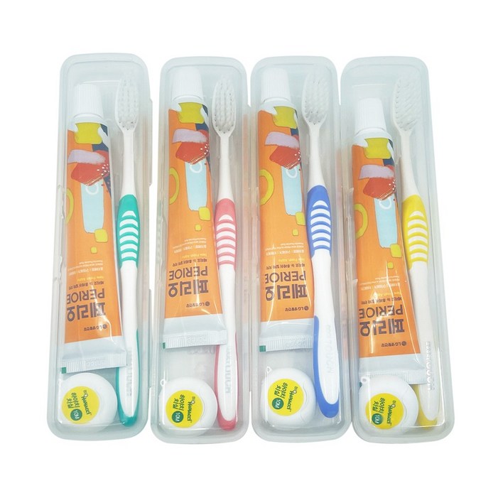 페리오 여행용 칫솔  치실  치약  케이스세트, 4개, 50ml