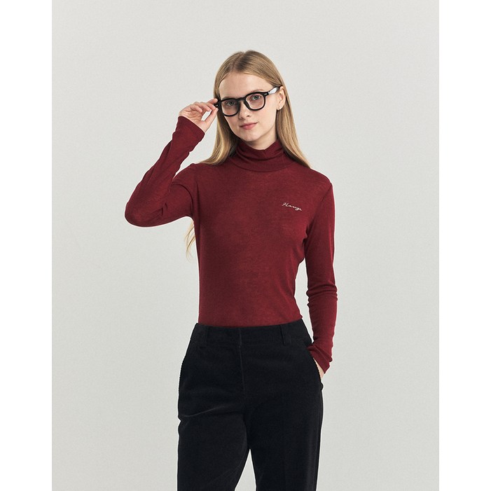 24FW 반값세일울 버건디 하이넥 긴소매 티셔츠 HSTS4DC91D2