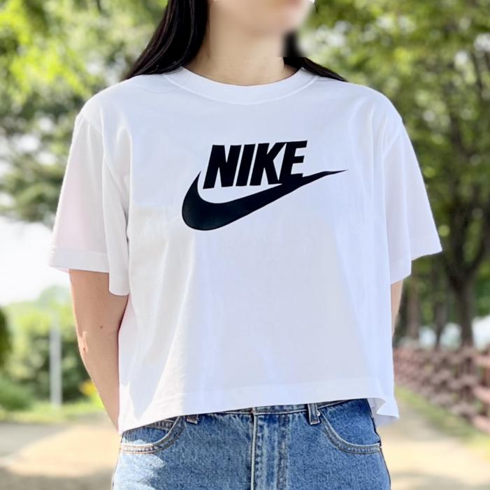 나이키 ESCR 여성 여자 크롭 반팔 반소매 티셔츠 스우시 여름 데일리 화이트