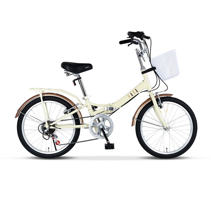 삼천리자전거 KARA 아이보리 미니벨로 20인치 접이식 접이형 바구니 미니 생활 접이식자전거