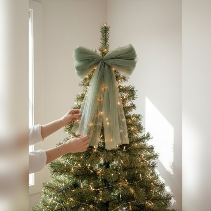 크리스마스 대형 쉬폰 장식 리본 카페 인테리어