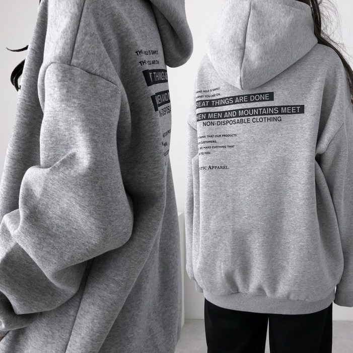 LR 기모선택 국산 오버핏 어센틱 레터링 후드티 남녀공용 빅사이즈