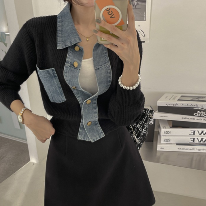 다바걸벤듀데님배색가디건1194240 다바걸벤듀데님배색가디건1194240