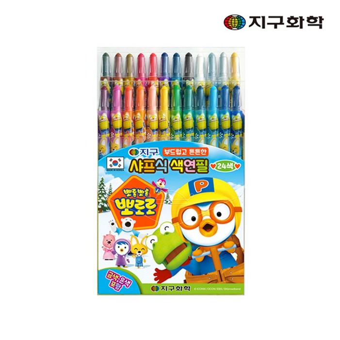 지구화학 뽀롱뽀롱뽀로로 지구 샤프식 색연필, 24색, 1개