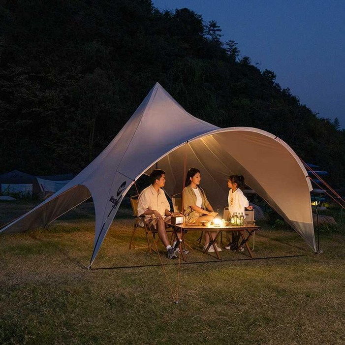 스크린 하비타프 터널형 코팅 헥사 그늘 텐트 방수 꼬깔 캐노피) 425x497x260cm