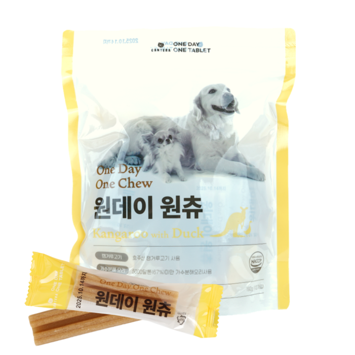 원데이원츄 강아지간식 애견 가수분해오리 호주산 캥거루 치석 양치 개껌 저알러지, 192g, 1개, 고구마맛