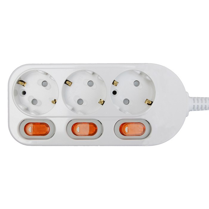 금호전기 번개표 개별스위치 멀티탭 3구, 1.5m, 흰색, 9개