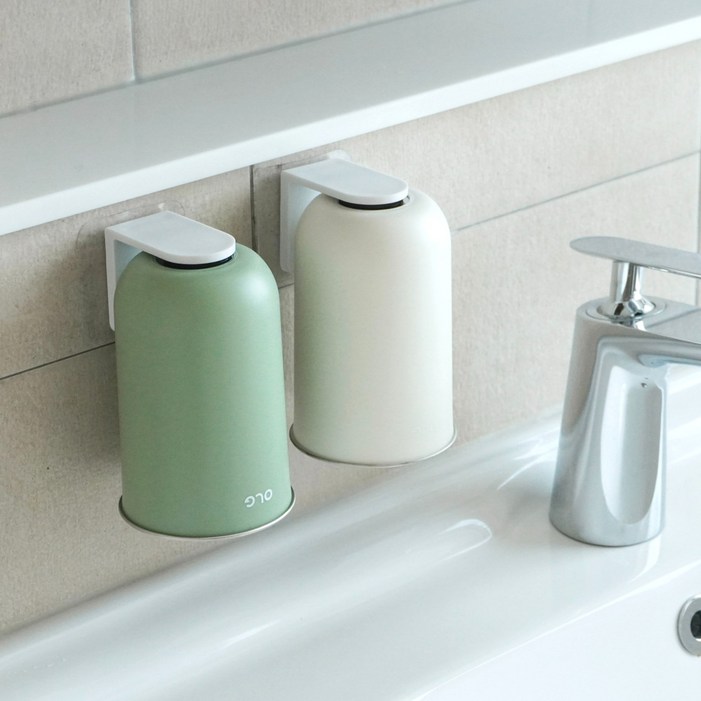 올지 SUS 304 자석 거꾸로 양치컵 세트 무타공, 화이트거치대 2종세트