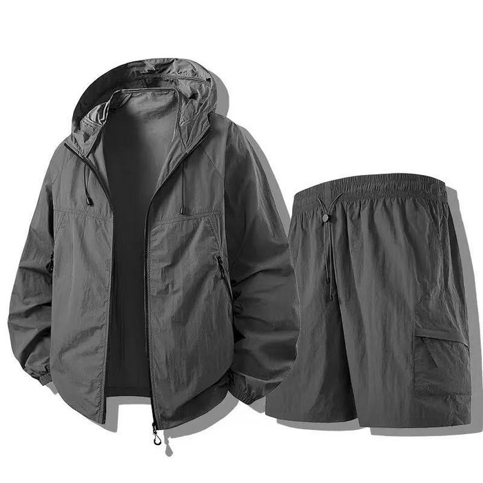 남녀공용 후드 집업 경량 바람막이 긴팔반바지 상하세트FS2