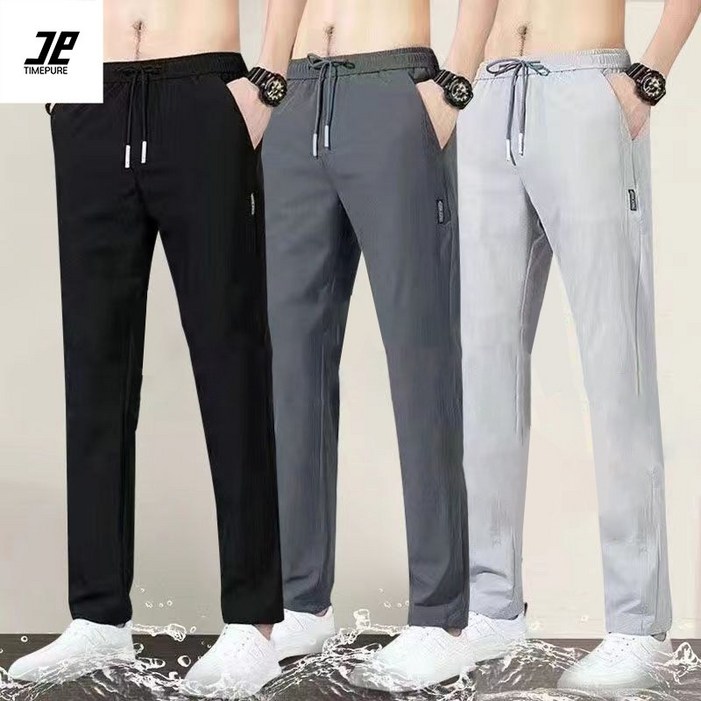 111 여름철 남성 아이스 쿨 팬츠 신축성 땀 흡수 시원 통풍 여름바지 스판 밴딩 냉감 운동복 츄리닝 트레이닝 슬랙스 조거팬츠