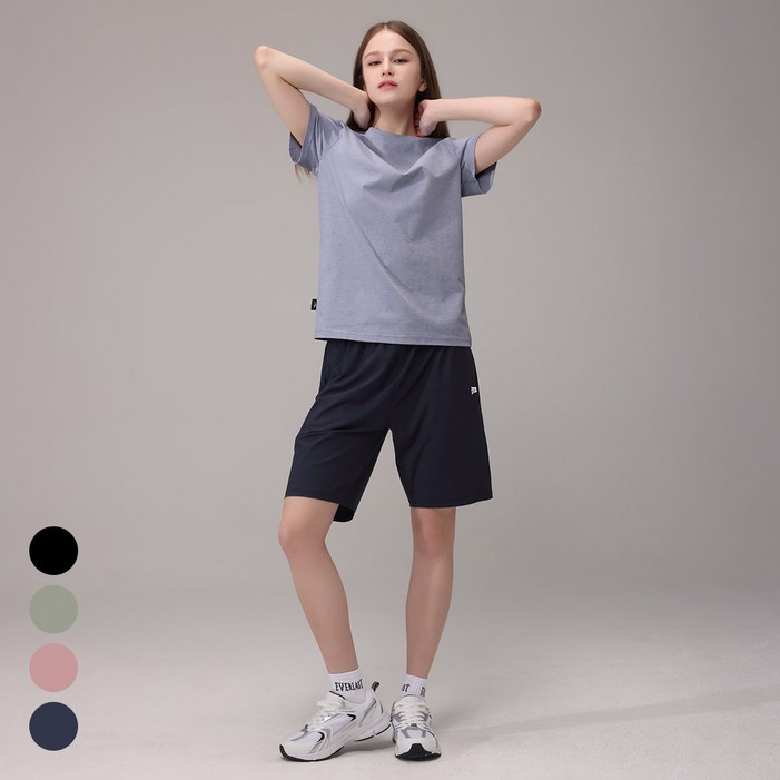 에버라스트 여성 여름 5부 반바지 스트라이프 팬츠