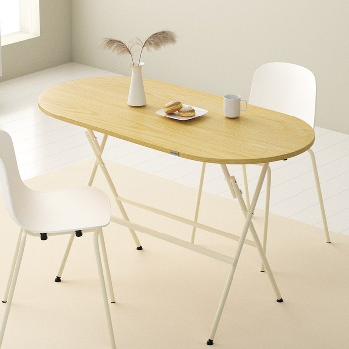 Unihome E0급 프리미엄 접이식 식탁 다용도 폴딩 테이블, 2인용, 원목색