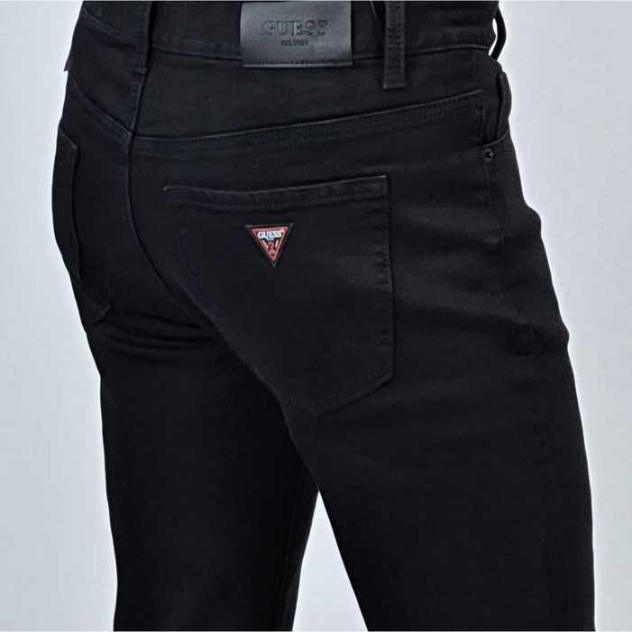 게스 기모 베이직 슬림스트레이트 블랙 데님 청바지 BLK