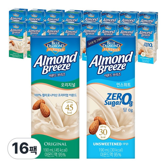매일유업 아몬드브리즈 190ml 16팩오리지널8언스위트8