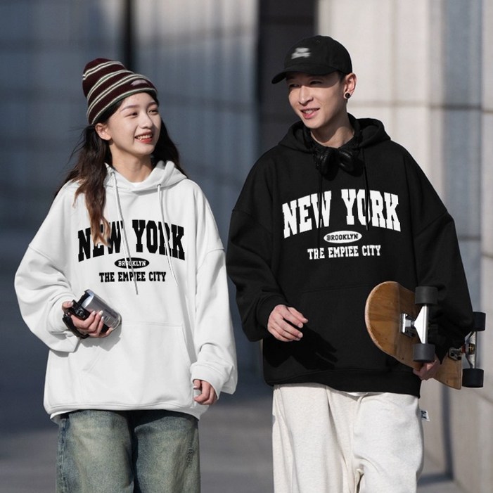 FONOW 남녀공용 뉴욕 엠파이어시티 스탠다드 오버핏 후드티