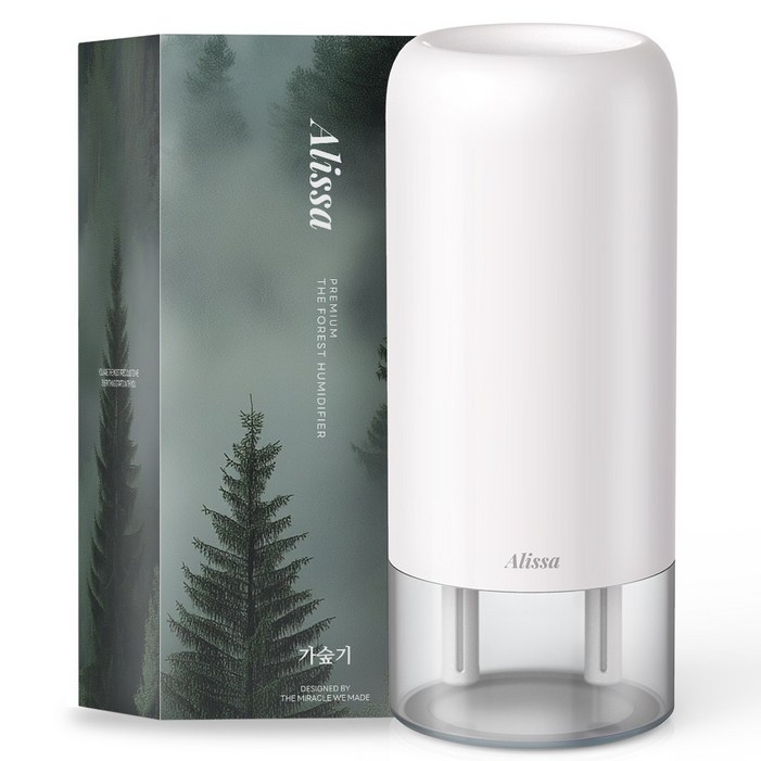 알리사 숲속안개 가습기 미니 초음파 사무용 무선 탁상용 충전식 700ml 필터 4개