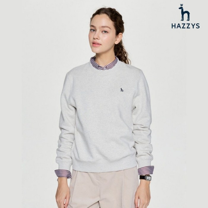 백화점정품 26년NEW 헤지스레이디스 HAZZYS 25FW 아이코닉 SETUP 코튼 블렌드 기모 스웨트셔츠 HSTS5D901 5D901