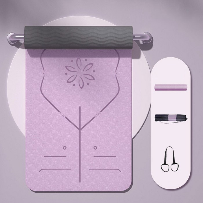 Tooliva 두꺼운 TPE 요가매트 미끄럼방지 홈트 냄새없는 운동 매트 필라테스 매트 실내 운동 매트, 1개, 퍼플