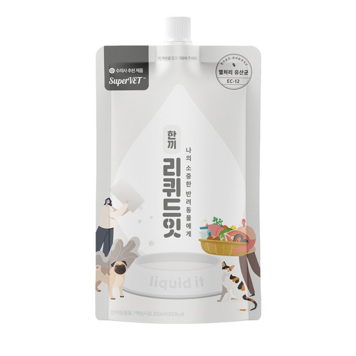 노령견 시니어 강아지 고양이 습식사료 액상사료 슈퍼벳 리퀴드잇 1박스, 5개, 200g, 곡물