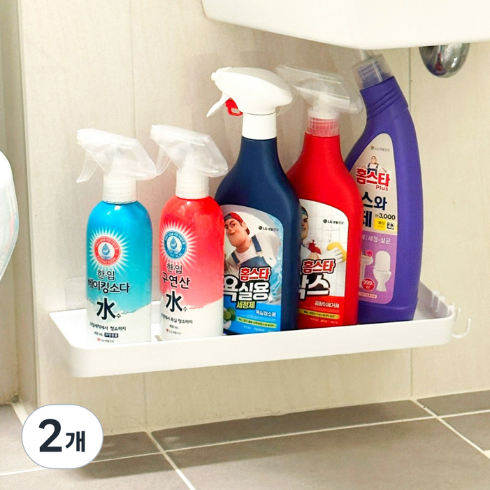 위벨라 공간절약 무타공 틈새 욕실선반, 화이트, 2개