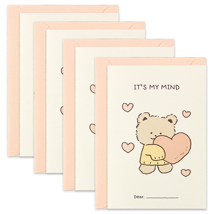 대시앤도트 부시시 베어 메시지 카드 4p 세트