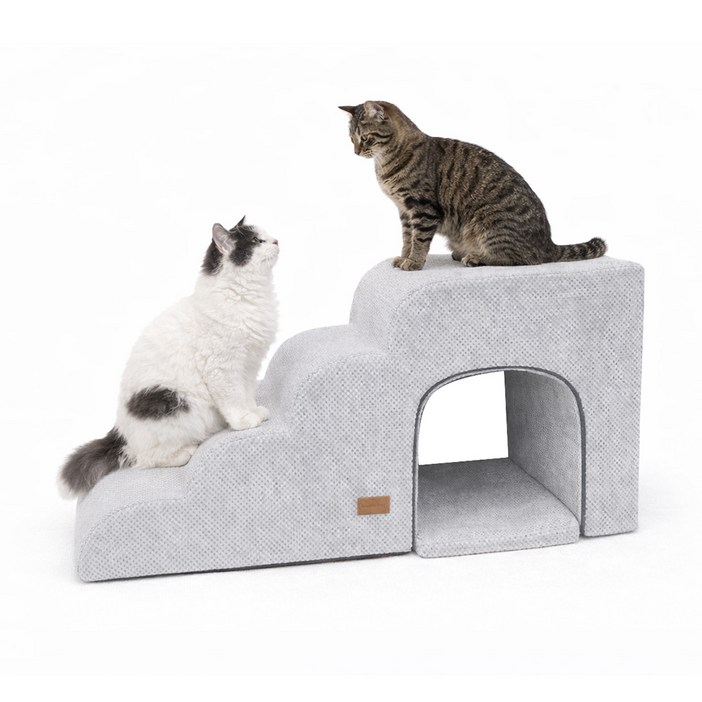 올미오펫 고양이 구름패브릭 동굴 계단 4단방석 세트, 어반그레이, 1개