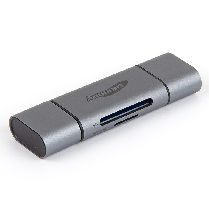 애니포트 메탈바디 2IN1 OTG 카드리더기 USB3.0 Type C, AP-UC21, 그레이