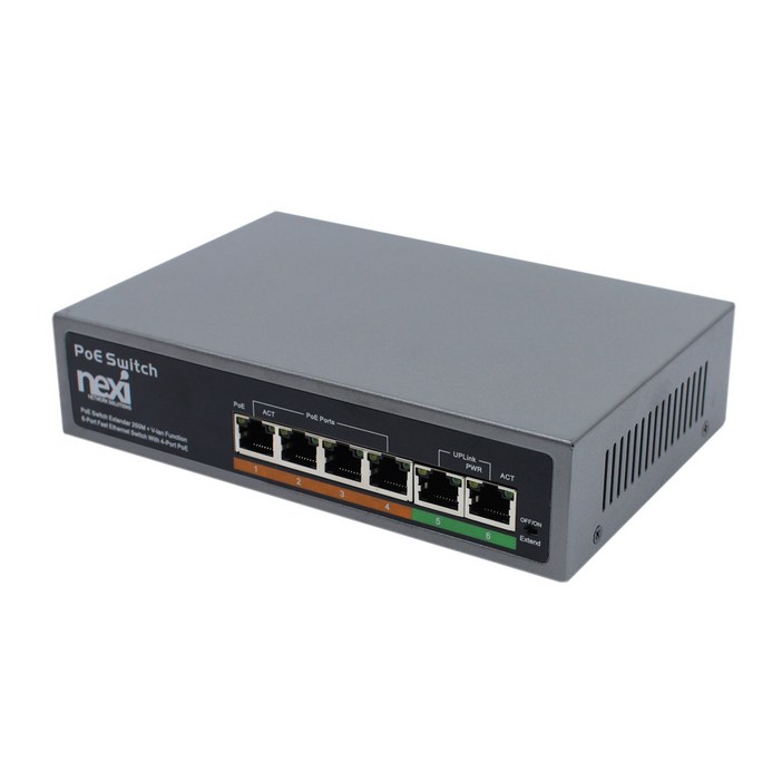 넥시 4  2 포트 POE 스위치허브 65W, NXPOE604EX20, 1개