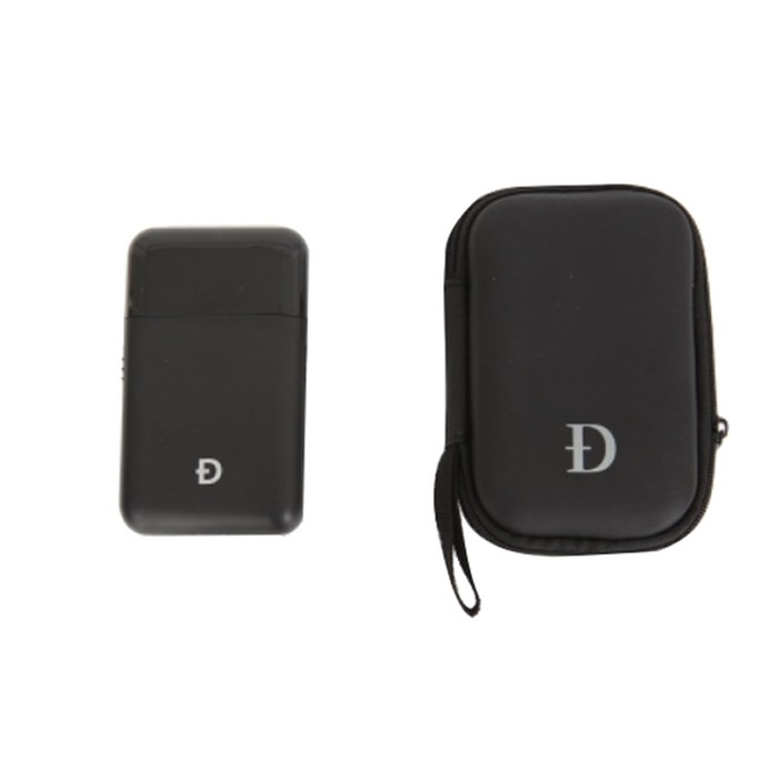 Dr.Elvis 휴대용 선물용 얇은 카드형 전기 충전식 면도기 + 전용 휴대용 파우치, 블랙, DARCMES-001
