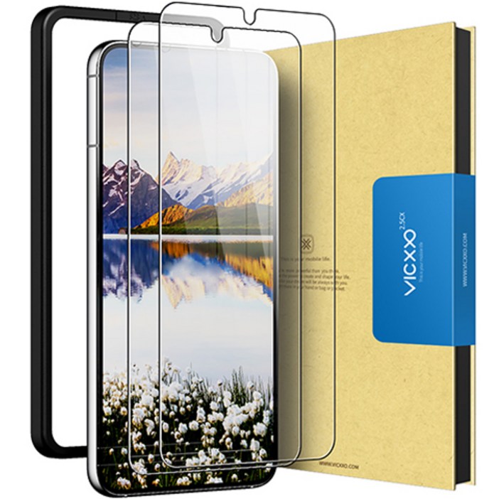 빅쏘 갤럭시 강화유리 휴대폰 액정보호필름 2매  부착가이드