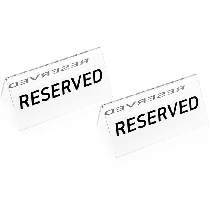 디자인스튜디오투명 아크릴 RESERVED 예약석 표시판, 투명