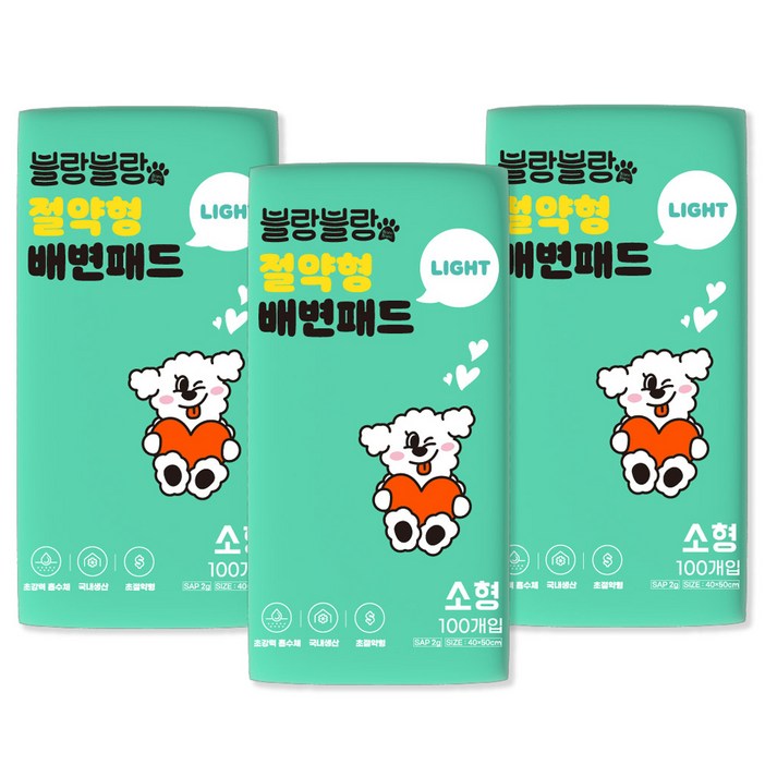 블랑블랑 강아지 절약형 배변패드, 100개입, 3개 블랑블랑 강아지 절약형 배변패드, 100개입, 3개